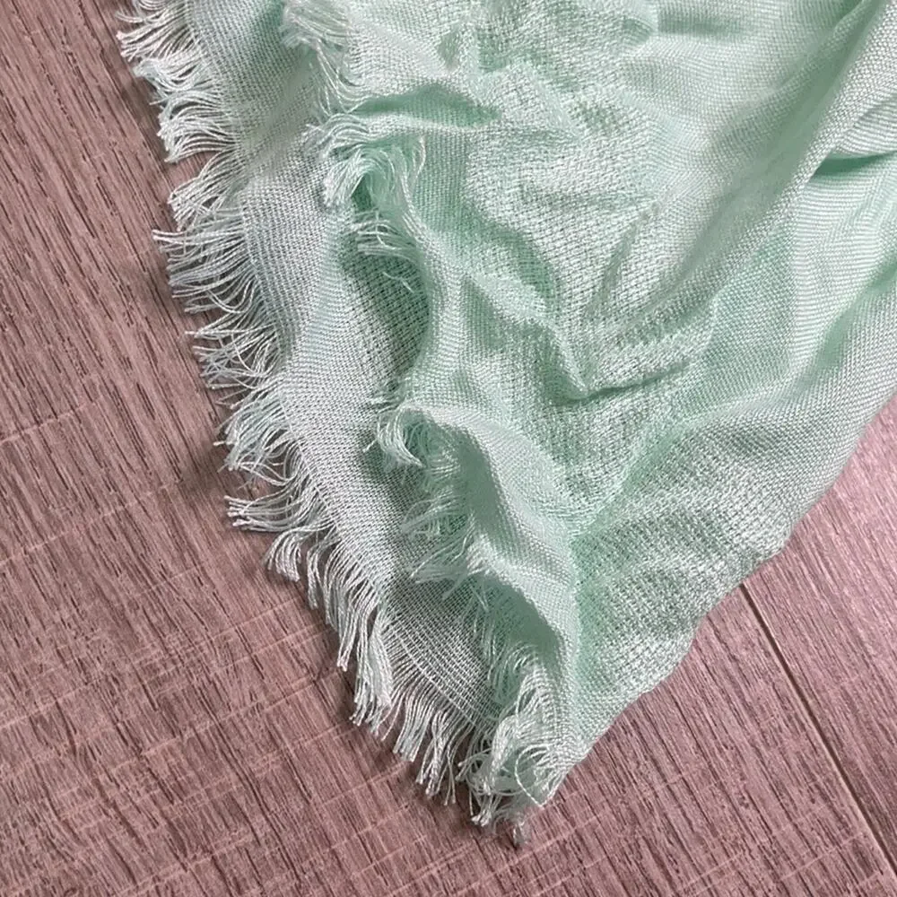 NWT NORDSTROM RACK Teal Mint Fringe Edge Scarf